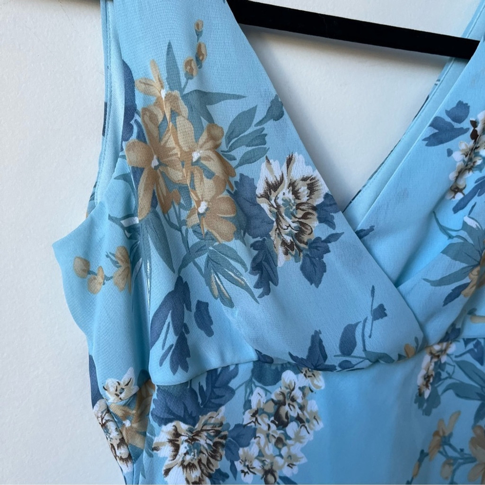 Digital Clothing Y2K Blue Floral V Neck Midi Slip Dress - Picture 3 of 10